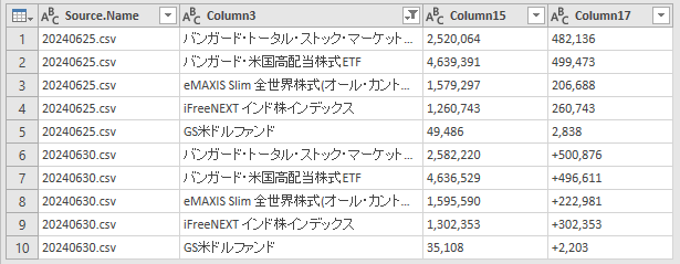 Column3でフィルター